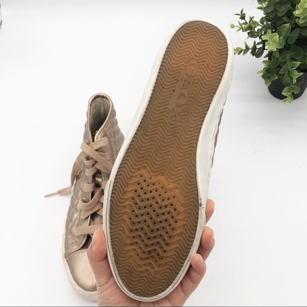 GEOX New Club Quilted High Top Sneakers Rose Gold - Picture 14 of 14